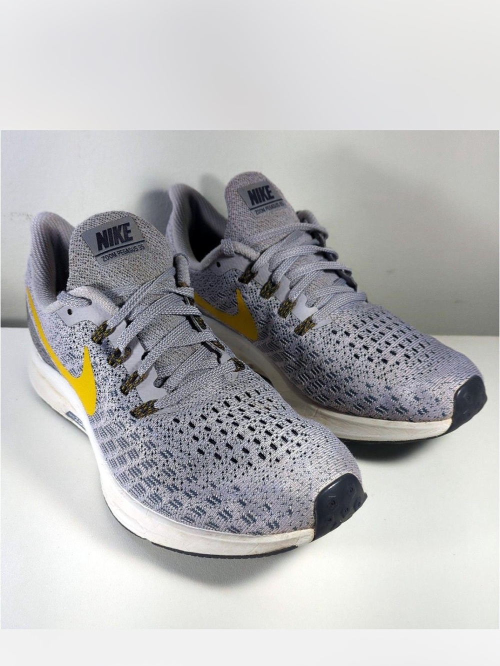 Nike Air Zoom Pegasus 35 Grey Yellow Running Shoes Women's Size 8